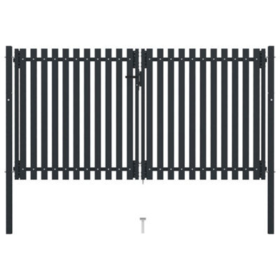 Berkfield Double Door Fence Gate Steel 306X200 Cm Anthracite - image 1