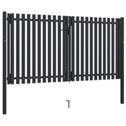 Berkfield Double Door Fence Gate Steel 306X200 Cm Anthracite - thumbnail 2