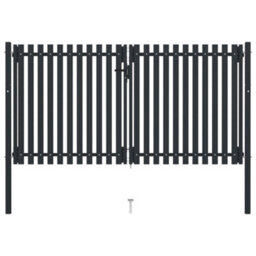Berkfield Double Door Fence Gate Steel 306X200 Cm Anthracite