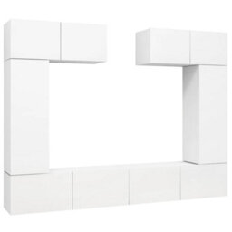 Berkfield 6 Piece Tv Cabinet Set White Engineered Wood - thumbnail 2
