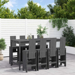 Berkfield 9 Piece Garden Bar Set Grey Solid Wood Pine
