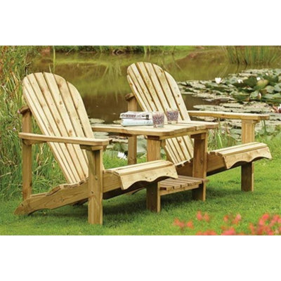 Cheshire 2 Seater Softwood Adirondack Garden Companion Seat - image 1