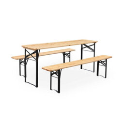 Sweeek - 6-Seater Woden Table + 2 Folding Benches Natural 177X49.5X75.5 Cm - Bayonne - thumbnail 2
