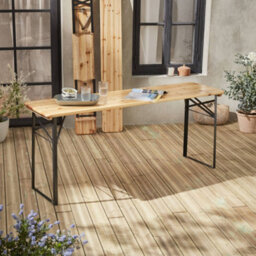 Sweeek - 6-Seater Woden Table + 2 Folding Benches Natural 177X49.5X75.5 Cm - Bayonne - thumbnail 6