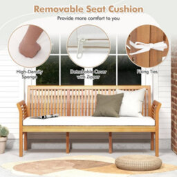 159Cm Garden Bench 3 Seater Outdoor Chair High Back Design - thumbnail 3