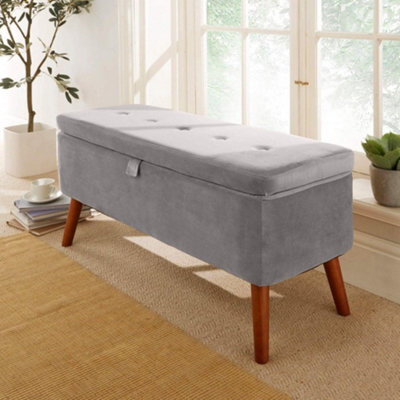 Home Source Carson Buttoned Storage Ottoman Grey - image 1