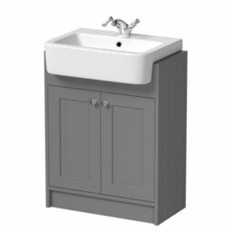 Affine Traditional Double Vanity Basin Unit & Shelving Bathroom Furniture Grey - thumbnail 6