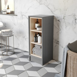 Affine Traditional Double Vanity Basin Unit & Shelving Bathroom Furniture Grey - thumbnail 5