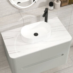 Royal Bathrooms Venice 800mm Dove Grey Wall Mounted Bathroom Countertop Vanity Unit 2 Drawer With Lyon Basin - thumbnail 6