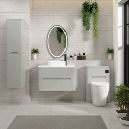 Royal Bathrooms Venice 800mm Dove Grey Wall Mounted Bathroom Countertop Vanity Unit 2 Drawer With Lyon Basin - thumbnail 4