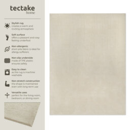 Tectake Rug Zonelle Short Pile And Ultra-Soft Carpet In Rectangular Or Round Design 120 X 170 Cm - Beige - thumbnail 2