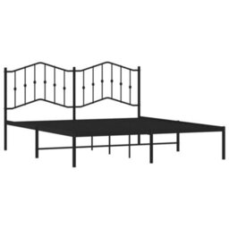 Berkfield Metal Bed Frame Without Mattress With Headboard Black 183X213Cm - thumbnail 4