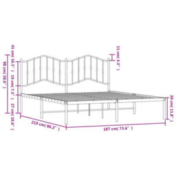 Berkfield Metal Bed Frame Without Mattress With Headboard Black 183X213Cm - thumbnail 9