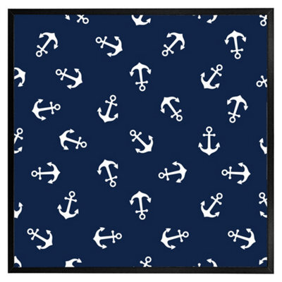 "Andrew Lee Anchors On Navy Background (Picutre Frame) / 24X24"" / Oak" - image 1