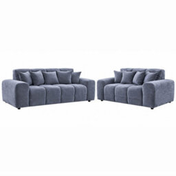 Furnishings For Less UK Jenson Grey Plush Velvet 3 + 2 Seater Sofa Set With Deep Seats - thumbnail 1