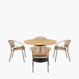 Pacific Lifestyle Dakota Natural Wheat Outdoor 4 Seater Dining Set - thumbnail 4