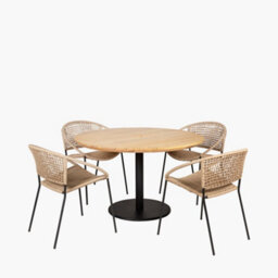 Pacific Lifestyle Dakota Natural Wheat Outdoor 4 Seater Dining Set - thumbnail 3