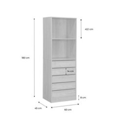 Alice's Garden Sweeek - Modular Open Wardrobe Drawer And Shelf Unit Modulo Natural 60X45X180 Cm - thumbnail 9