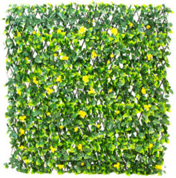 Primrose Extendable Artificial Flower Outdoor Screening Trellis (Yellow) 1M X 2M