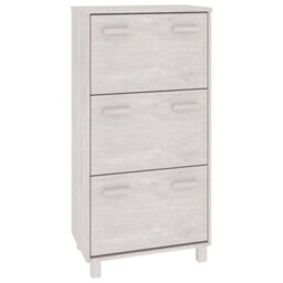 Berkfield Shoe Cabinet White 59.5X35X117 Cm Solid Wood Pine - thumbnail 2