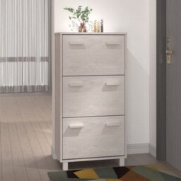Berkfield Shoe Cabinet White 59.5X35X117 Cm Solid Wood Pine