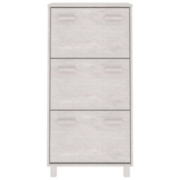 Berkfield Shoe Cabinet White 59.5X35X117 Cm Solid Wood Pine - thumbnail 3