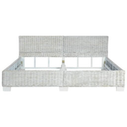 Berkfield Bed Frame Grey Natural Rattan 180X200 Cm 6Ft Super King - thumbnail 3