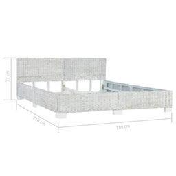 Berkfield Bed Frame Grey Natural Rattan 180X200 Cm 6Ft Super King - thumbnail 7