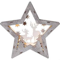Accessotech Wooden Star Led Christmas Scene Decoration Deer Silhouette Light Ornament - thumbnail 4