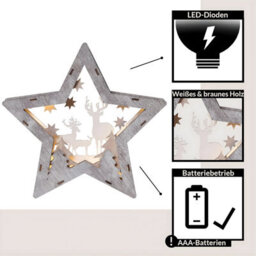 Accessotech Wooden Star Led Christmas Scene Decoration Deer Silhouette Light Ornament - thumbnail 1
