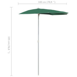 Vidaxl Garden Half Parasol With Pole 180X90 Cm Green - thumbnail 8