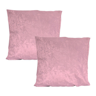 Urban Textures Pack Of 2 Crushed Velvet Cushion Covers 20 X 20 Inches Pink - image 1