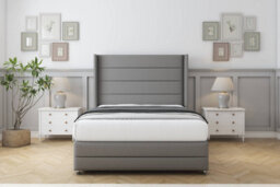 "Sloomy Sterling Pewter Dumfries Divan Bed No Drawers - 54"" Wingback Headboard & 12"" Footboard 5' King" - thumbnail 2