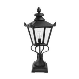 Ip23 Black Led Outdoor Pedestal Light With E27 Socket - 150W Bulb