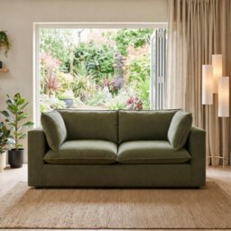 Furniturebox Uk Echo Green Linen-Look Fabric 2 Seater Modular Sofa - thumbnail 1