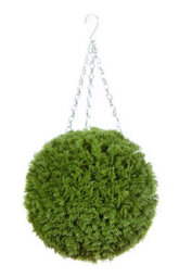 Best Artificial 28Cm Green Conifer Grass Hanging Basket Topiary Ball - Suitable For Outdoor Use - Weather & Fade Resistant - thumbnail 2
