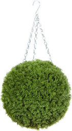 Best Artificial 28Cm Green Conifer Grass Hanging Basket Topiary Ball - Suitable For Outdoor Use - Weather & Fade Resistant - thumbnail 1