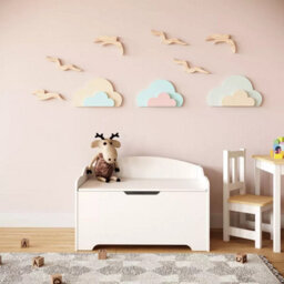 Urbn-Living Urbnliving 76Cm Width Ottoman White Wooden Storage Chest Bench Stool Seat Trunk Toy Box - thumbnail 3
