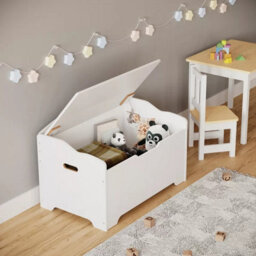 Urbn-Living Urbnliving 76Cm Width Ottoman White Wooden Storage Chest Bench Stool Seat Trunk Toy Box