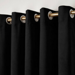Laurence Llewelyn-Bowen Montrose Velvet Blackout-Coated Pair Of Black Eyelet Curtains - thumbnail 2