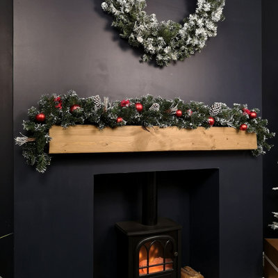 Samuel Alexander Premier 180Cm (6Ft) Festive Red Dressed Christmas Garland With Bows And Red Baubles - image 1