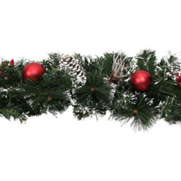 Samuel Alexander Premier 180Cm (6Ft) Festive Red Dressed Christmas Garland With Bows And Red Baubles - thumbnail 8