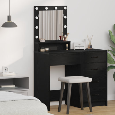 Walplus Black Oak Dressing Table With Led Lights - 50X41X135 Cm - image 1