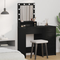 Walplus Black Oak Dressing Table With Led Lights - 50X41X135 Cm - thumbnail 1