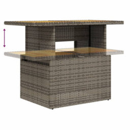 Berkfield Garden Table Grey 100X55X73 Cm Poly Rattan And Acacia Wood - thumbnail 8