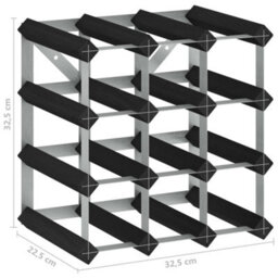Vidaxl Wine Rack For 12 Bottles Black Solid Pine Wood - thumbnail 5