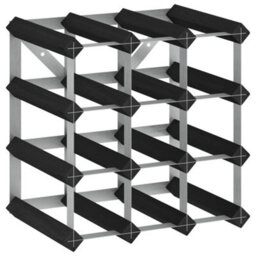 Vidaxl Wine Rack For 12 Bottles Black Solid Pine Wood - thumbnail 2