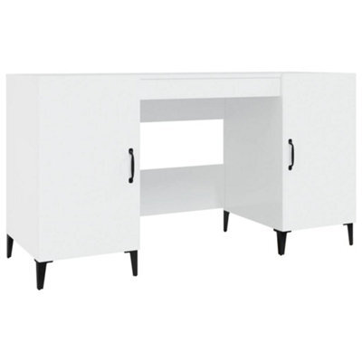 Berkfield Industrial Desk High Gloss White 140X50X75 Cm Engineered Wood