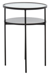 Orsina Layered Round Side Table, Metal And Glass Top Side Table, Black Side Table, Contemporary Settee Side Table - thumbnail 3