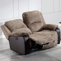 More4Homes Postana Manual High Back Jumbo Cord Fabric Recliner 2 Seater Sofa (Brown) - thumbnail 1